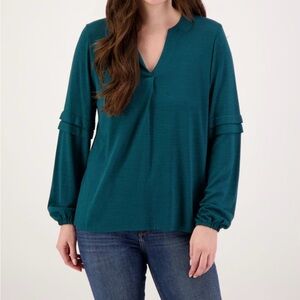 NWT Bobeau Notch Neck Sweater Top, Deep Teal